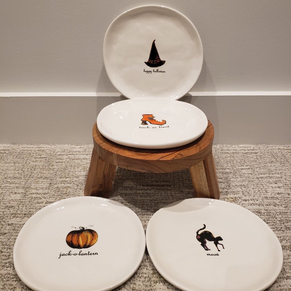 Vintage Magenta Halloween Plates pair with Rae Dunn